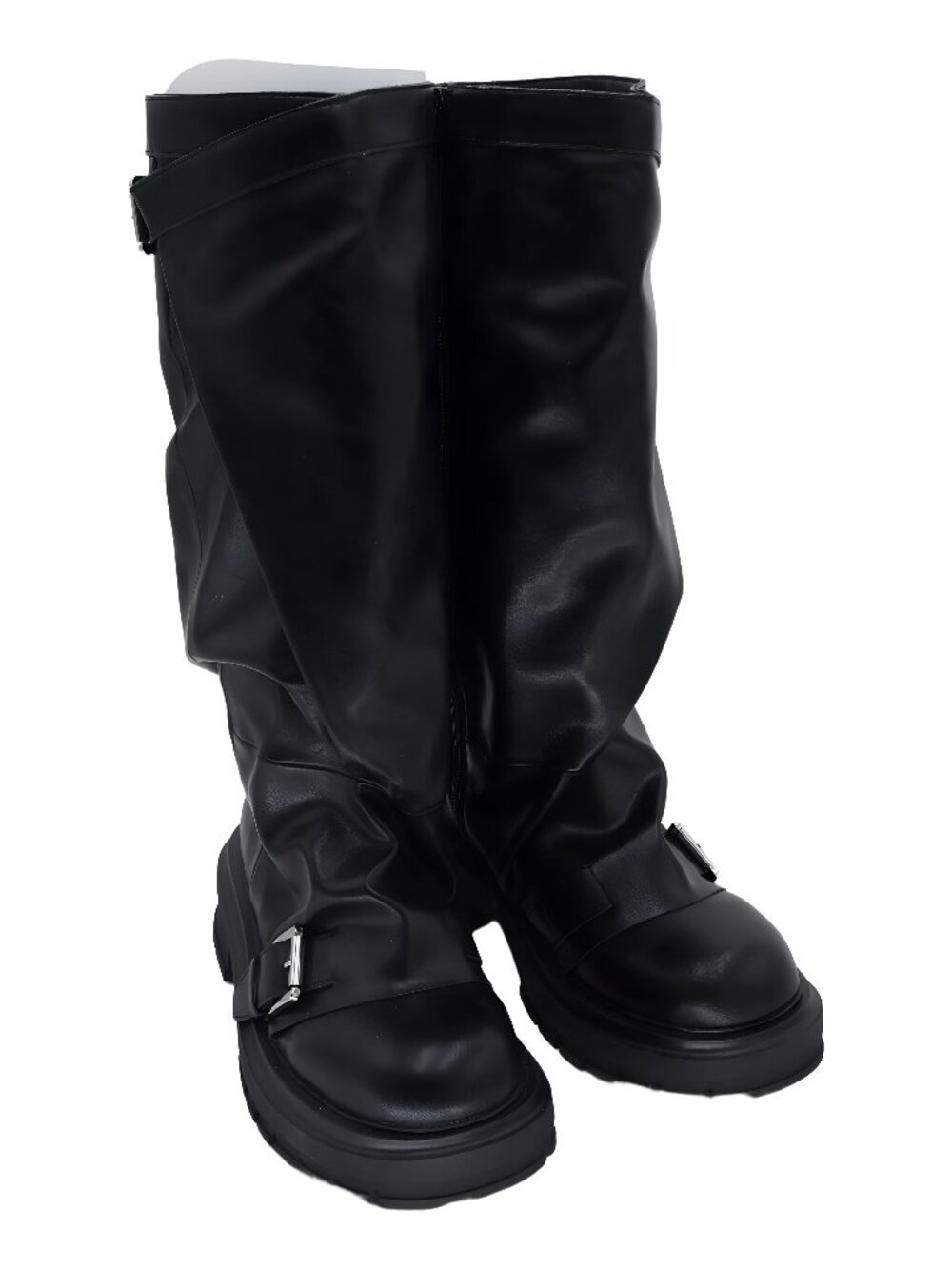 Madden Girl black restore knee high Slouchy Buckle combat Boots